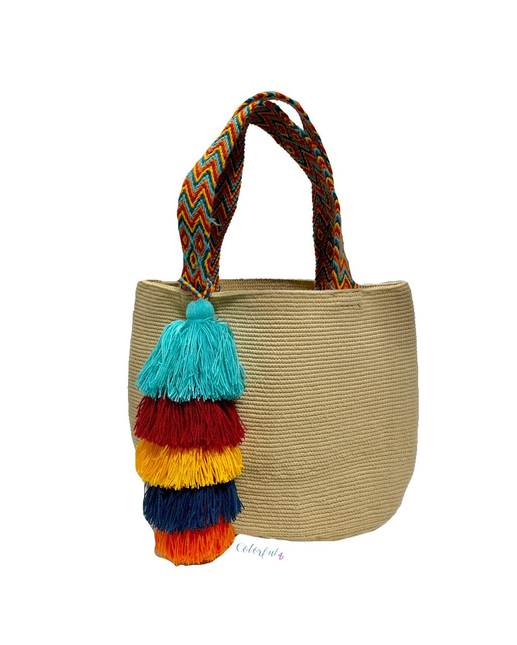 Solid Beach Tote Bag - Summer Crochet Bag-Boho Bag BEACH BAG - CROCHET TOTE BAG Desert Sunset - Khaki 