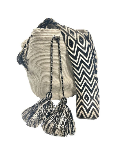 Solid Crochet Bags - Bohemian Style Solid Color Crochet Bag - Crossbody/Shoulder Boho Bag L47 Beige-Brown MWU047