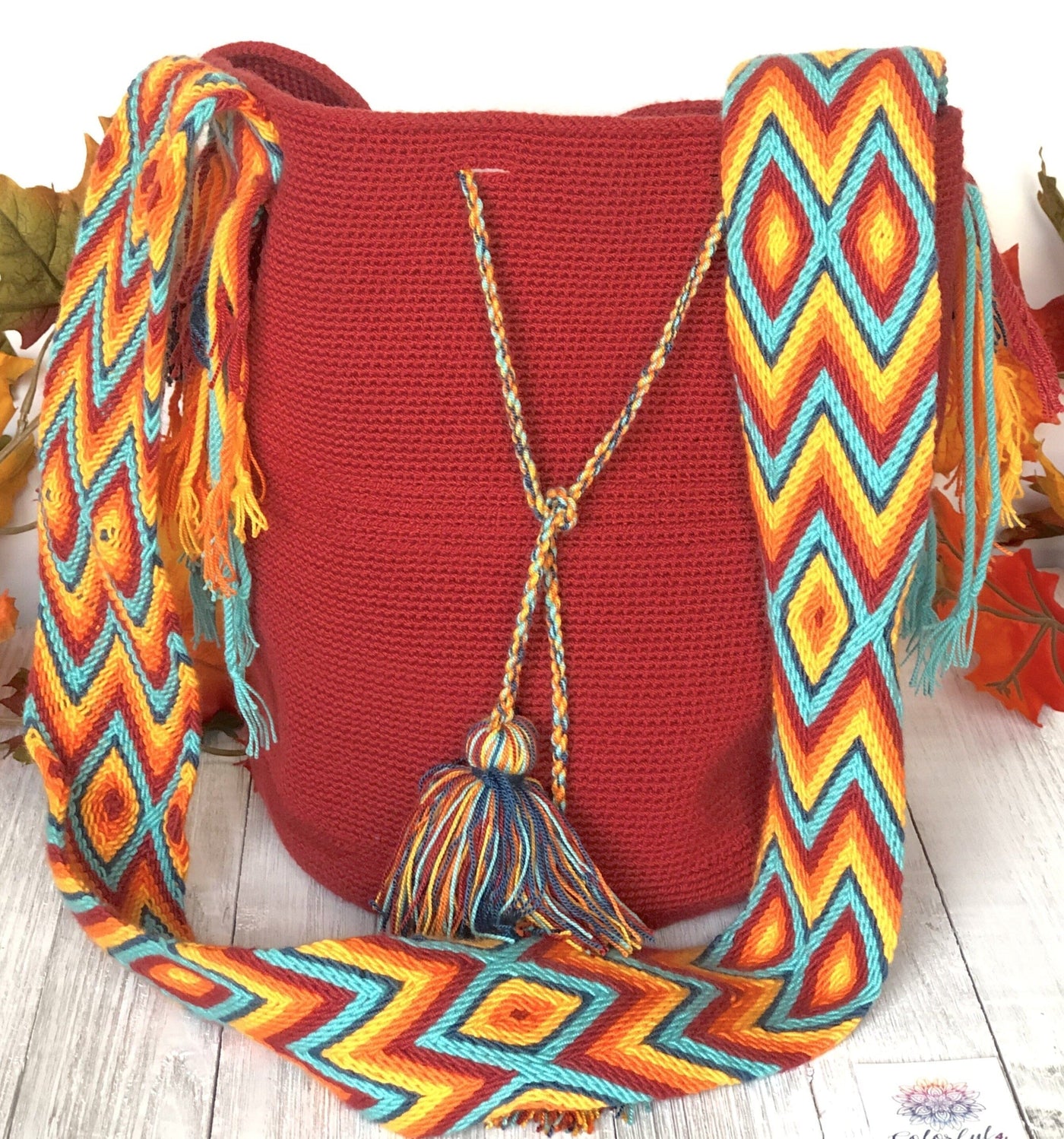Red Crossbody Crochet Bag | Bohemian Bags for women | Fall Boho Bag |Wayuu