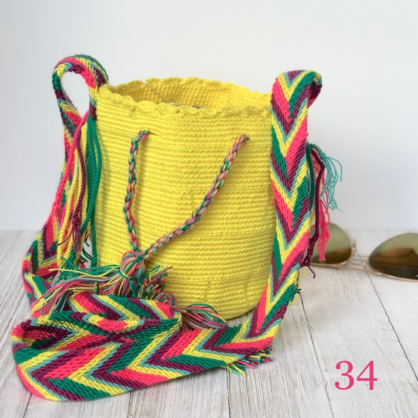 Yellow Mini Crochet Bags-Small Wayuu Bags-Girls Summer Crossbody Bags