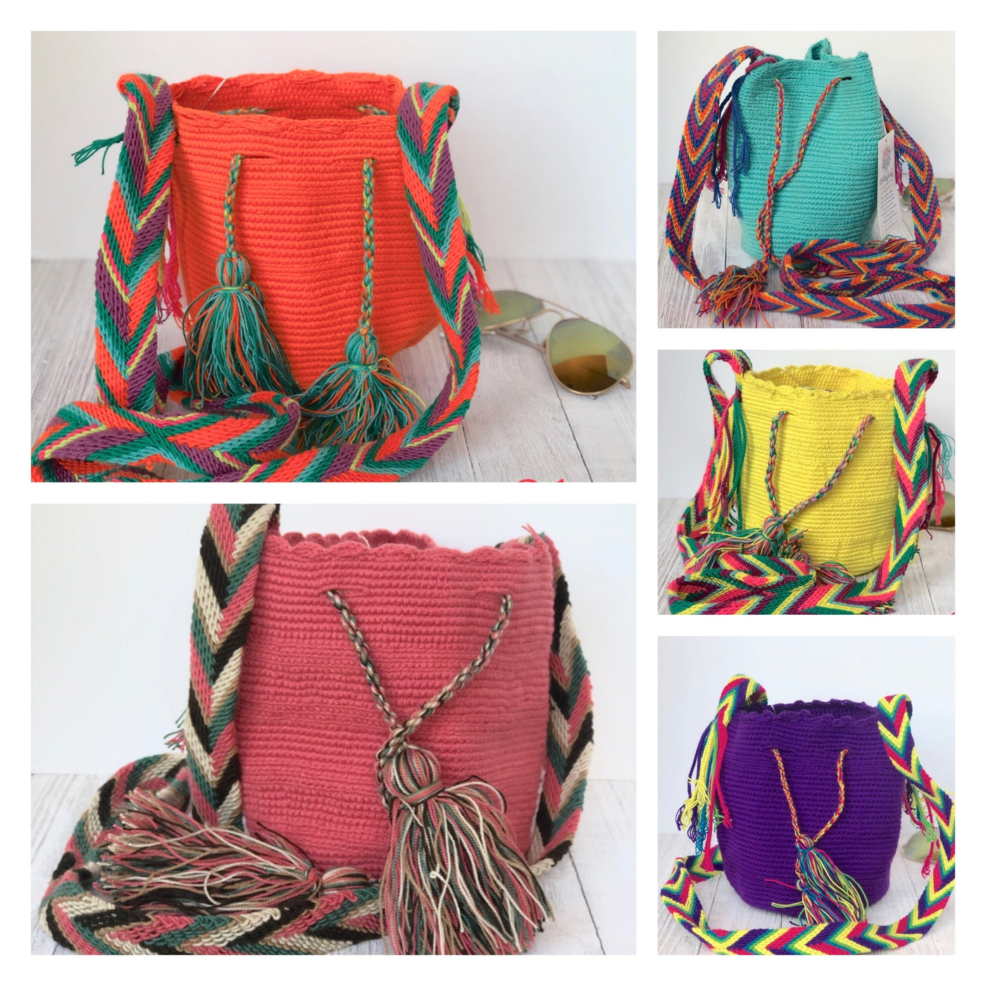 Solid Mini Crochet Bags-Small Wayuu Bags-Girls Summer Crossbody Bags