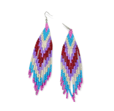 Bohemian beaded fringe earrings for spring | Statement boho earrings | Colorful 4U