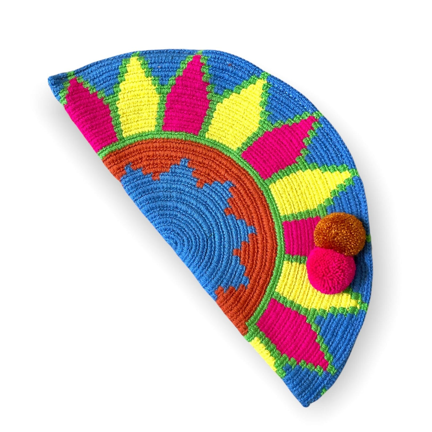 Spring & Summer Moon Clutch Bags Boho Clutch Bag - Wayuu Crochet Envelope N06 Neon Indigo Blue 