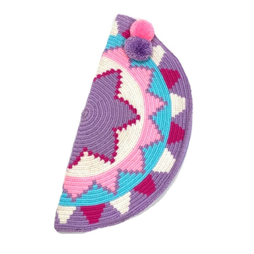 Spring & Summer Moon Clutch Bags Boho Clutch Bag - Wayuu Crochet Envelope Spring Lover - Lavender/Pink 