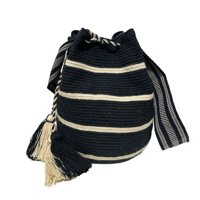 Striped Bohemian Bags | Summer Purse -L Crossbody Crochet Boho Bag Black 