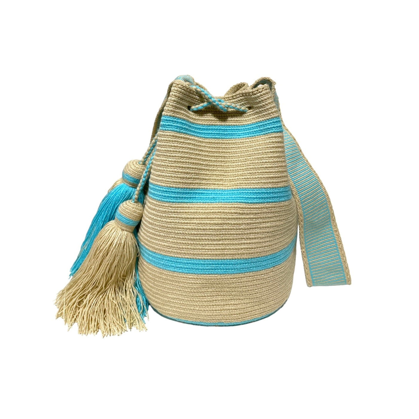 Striped Bohemian Bags | Summer Purse -L Crossbody Crochet Boho Bag Sky blue 