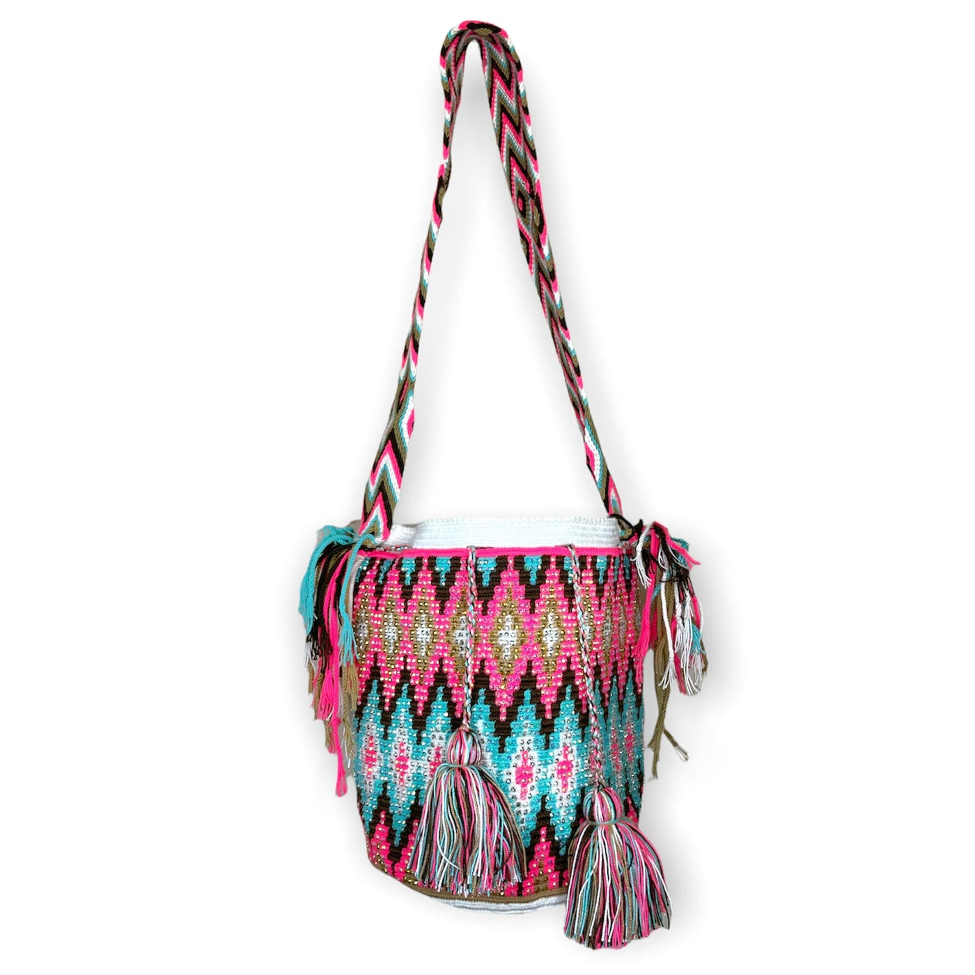 Crossbody Crystal Handbag for summer | Colorful Rhinestone Crossbody Purse | Diamonds Crochet Pattern | Colorful 4U