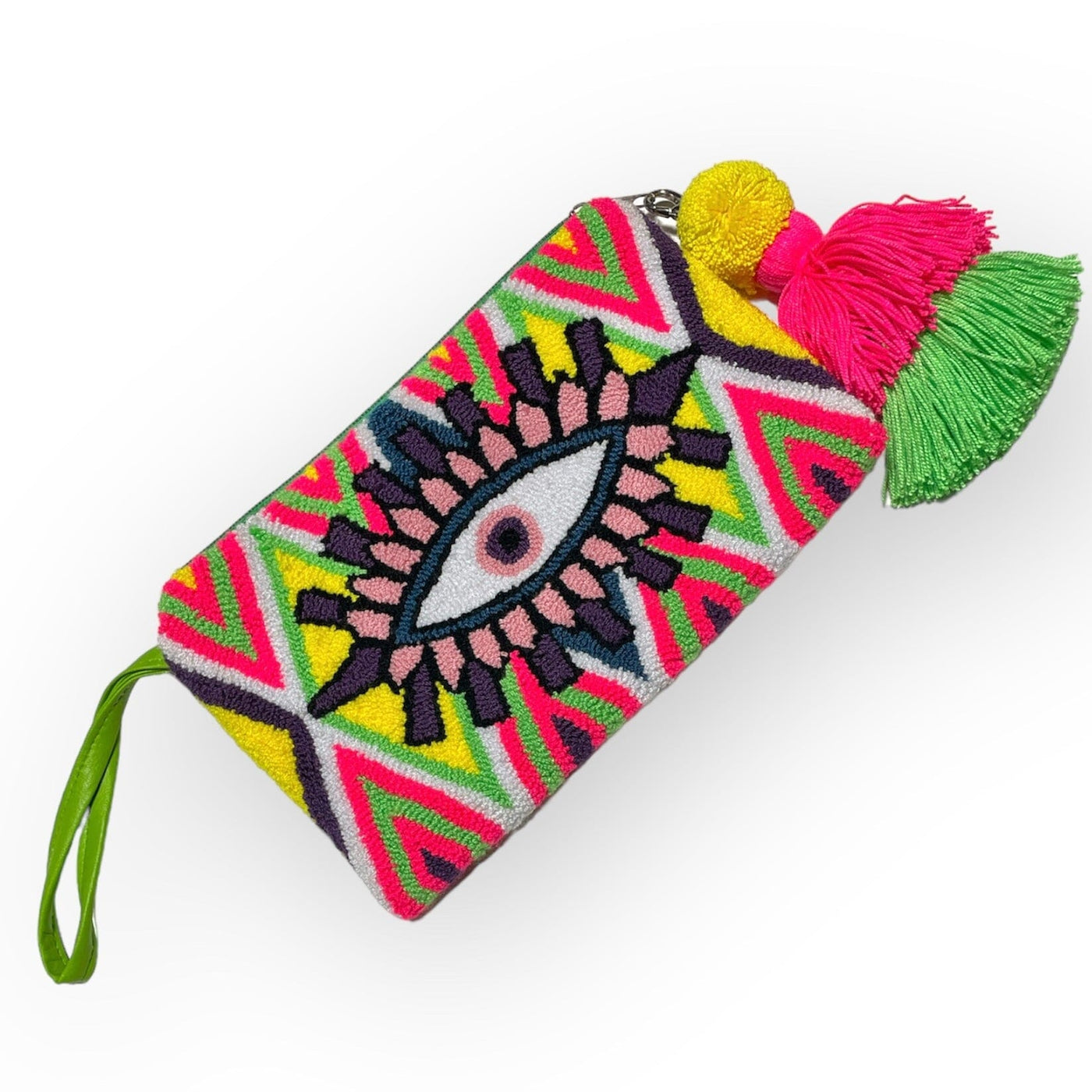Hot Pink | Evil Eye Clutch Bag | Bohemian Wristlet Clutch | Summer Tassel Clutch | Colorful4U