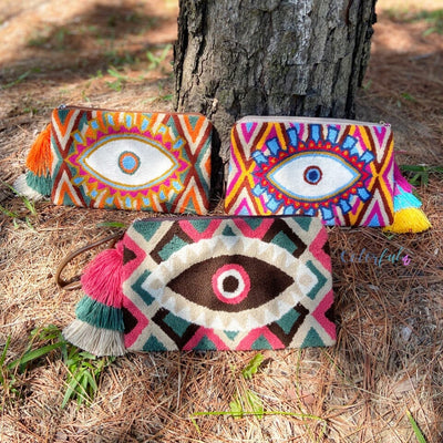 Colorful Evil Eye Clutch Bag | Boho Clutch Bag | Tassel Clutch | Colorful 4u