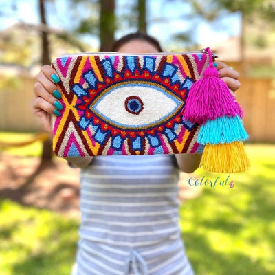 Spring Colors Boho Clutch Bag with Tassels