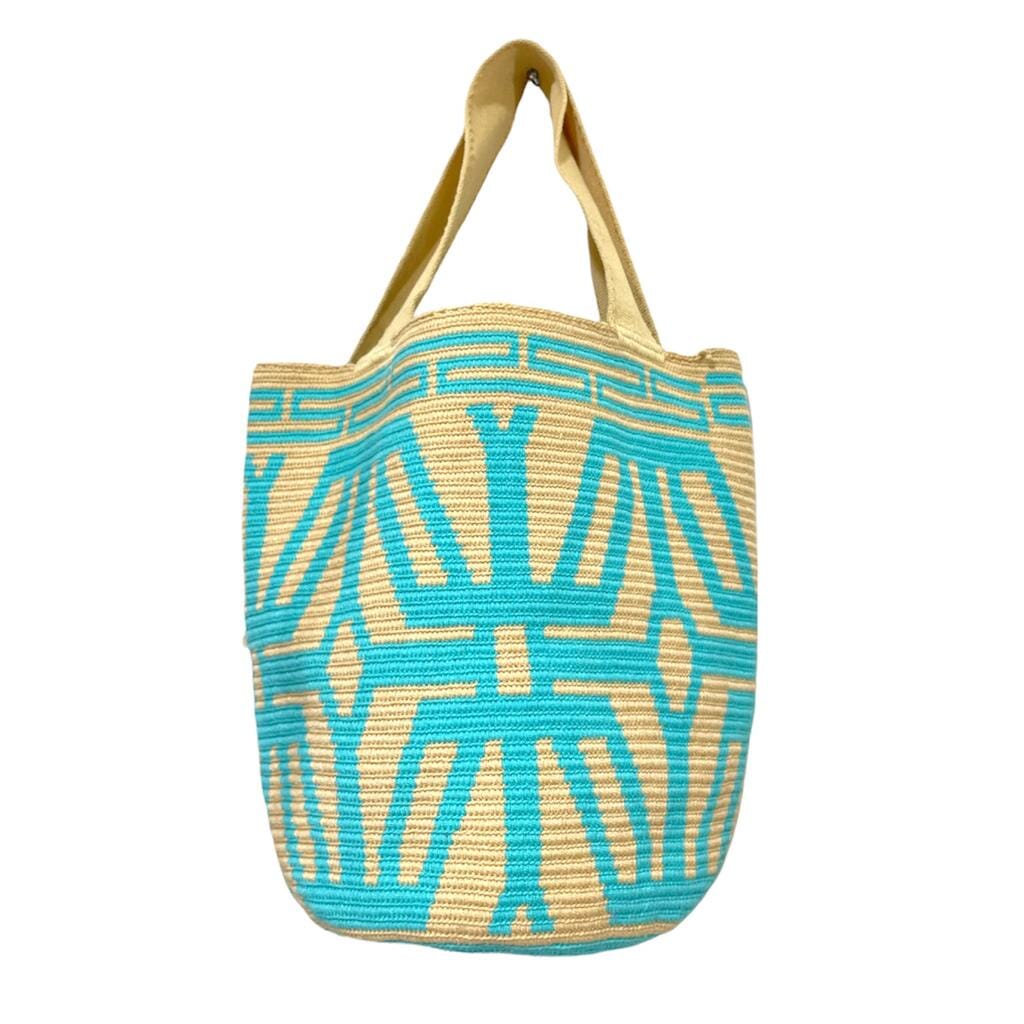 teal-natural Large Crochet Summer Tote Bag | Best Beach Tote Bags for