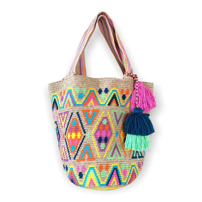 Bright Colors Large Crochet Summer Tote Bag | Best Beach Tote Bags for Moms