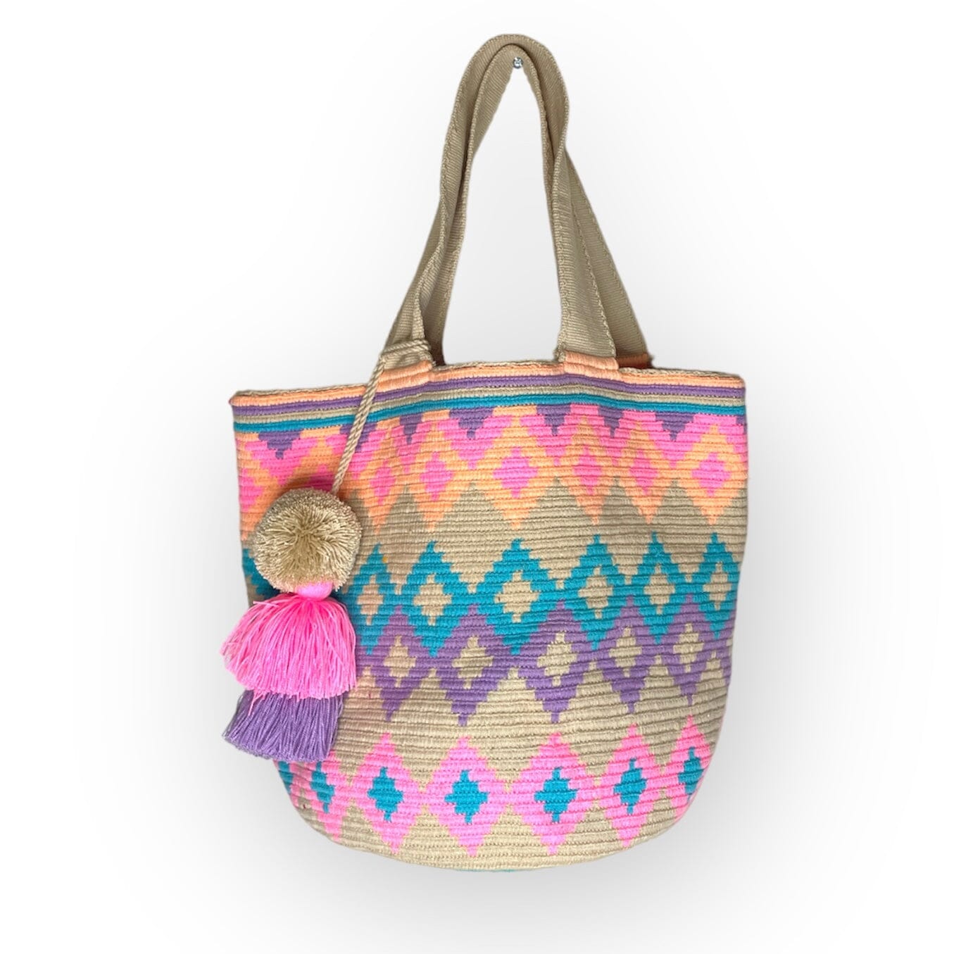 Diamond Cotton Candy Shades | Large Crochet Summer Tote Bag | Best Beach Tote Bags for women | Colorful 4U