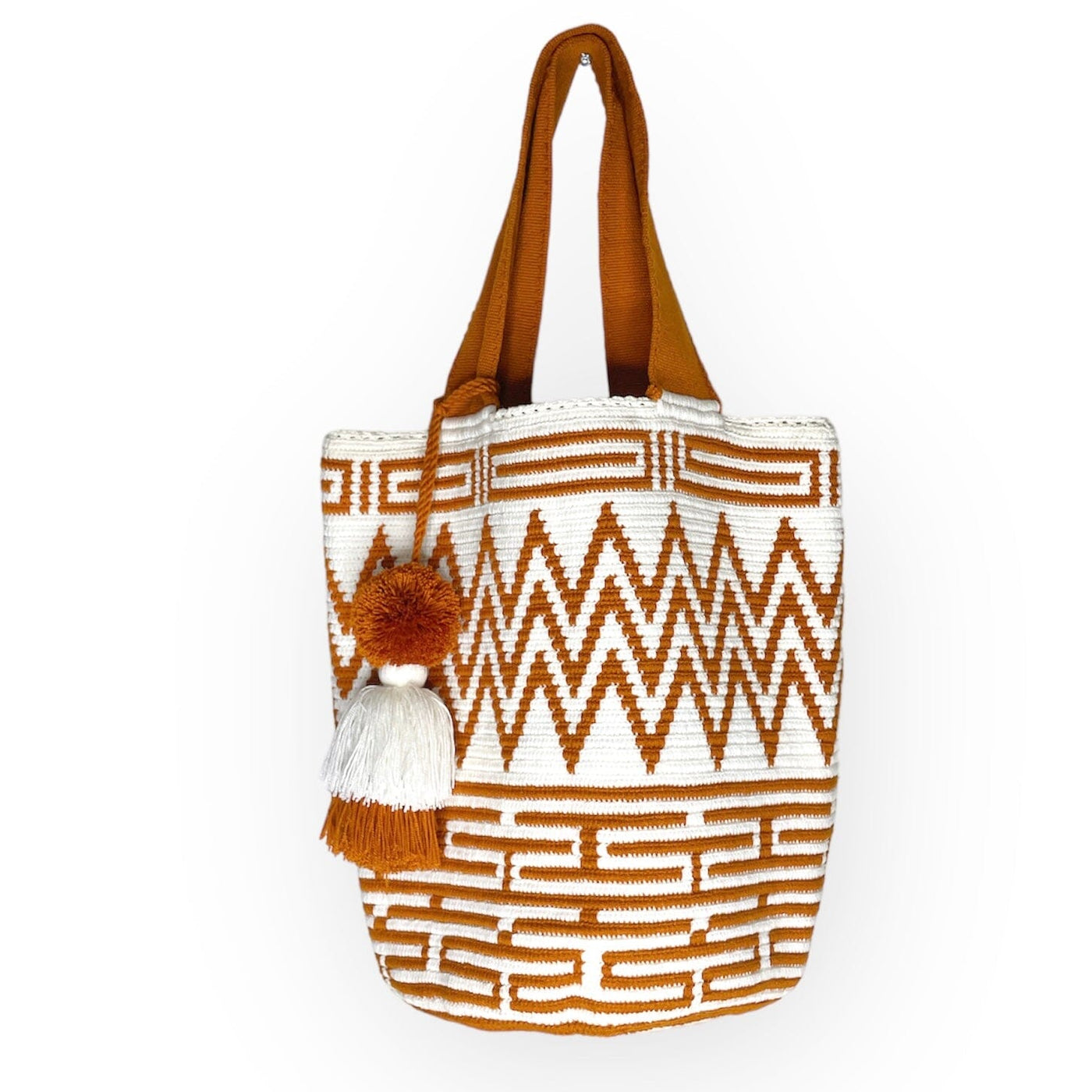 Orange Mustard Greek Pattern | Large Crochet Summer Tote Bag | Best Beach Tote Bags for women | Colorful 4U