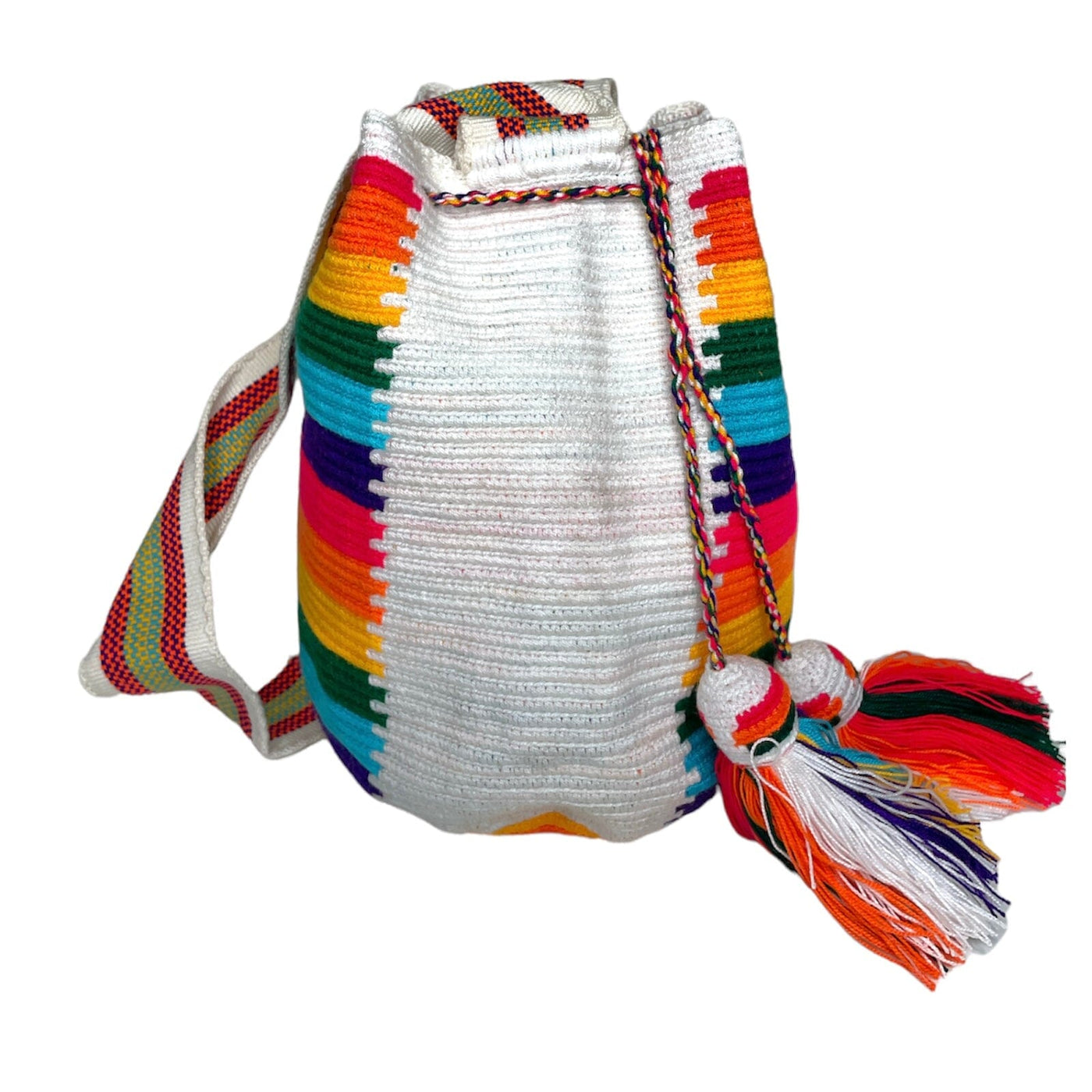 Side view Rainbow Crossbody Crochet Bag | Summer Bohemian Bag | Striped Boho Bag | Colorful 4U