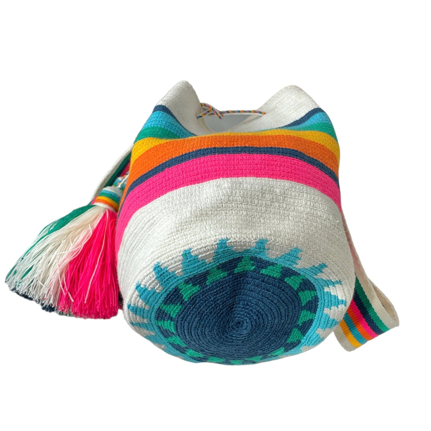 White Rainbow Crossbody Crochet Bag | Summer Bohemian Bag | Striped Boho Bag | Colorful 4U