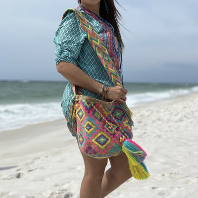 Pink lover Beach Tote Bag | Crossbody Summer Crochet Bag