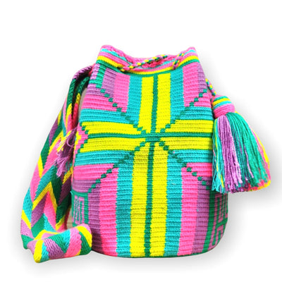 Yellow/Pink Pink Crossbody Summer Bag | Boho Beach Bag | Crochet Bag | Colorful 4U