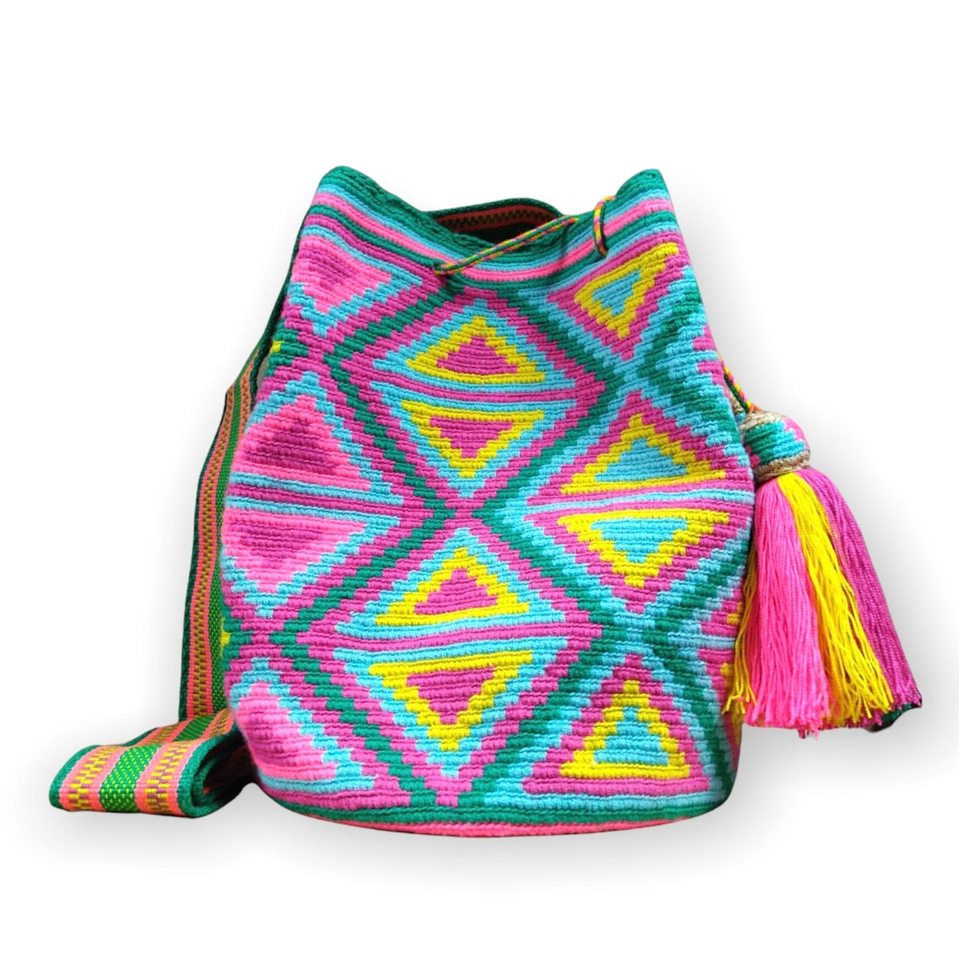 Teal/Pink  Crossbody Summer Bag | Boho Beach Bag | Crochet Bag | Colorful 4U