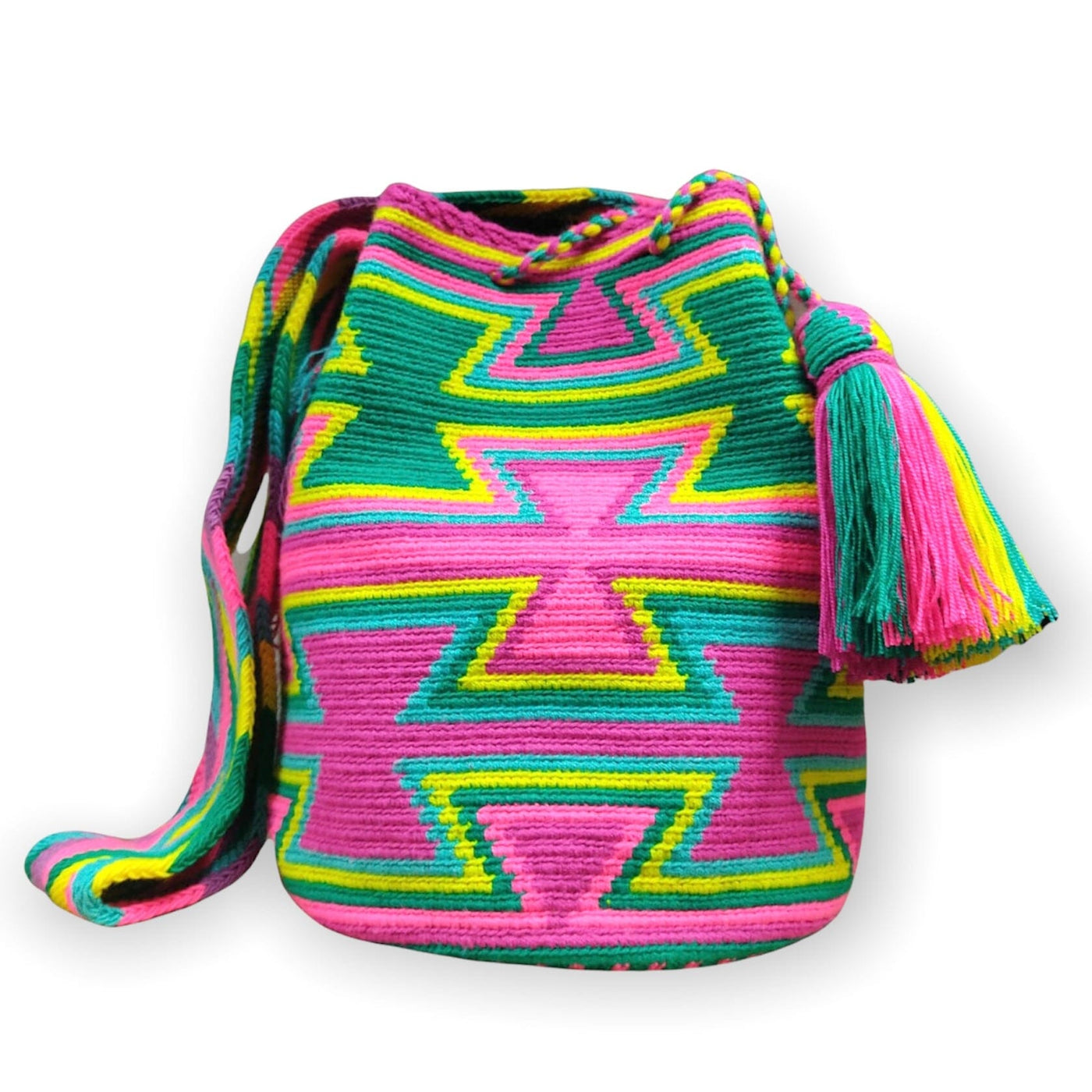 Green /Pink Crossbody Summer Bag | Boho Beach Bag | Crochet Bag | Colorful 4U