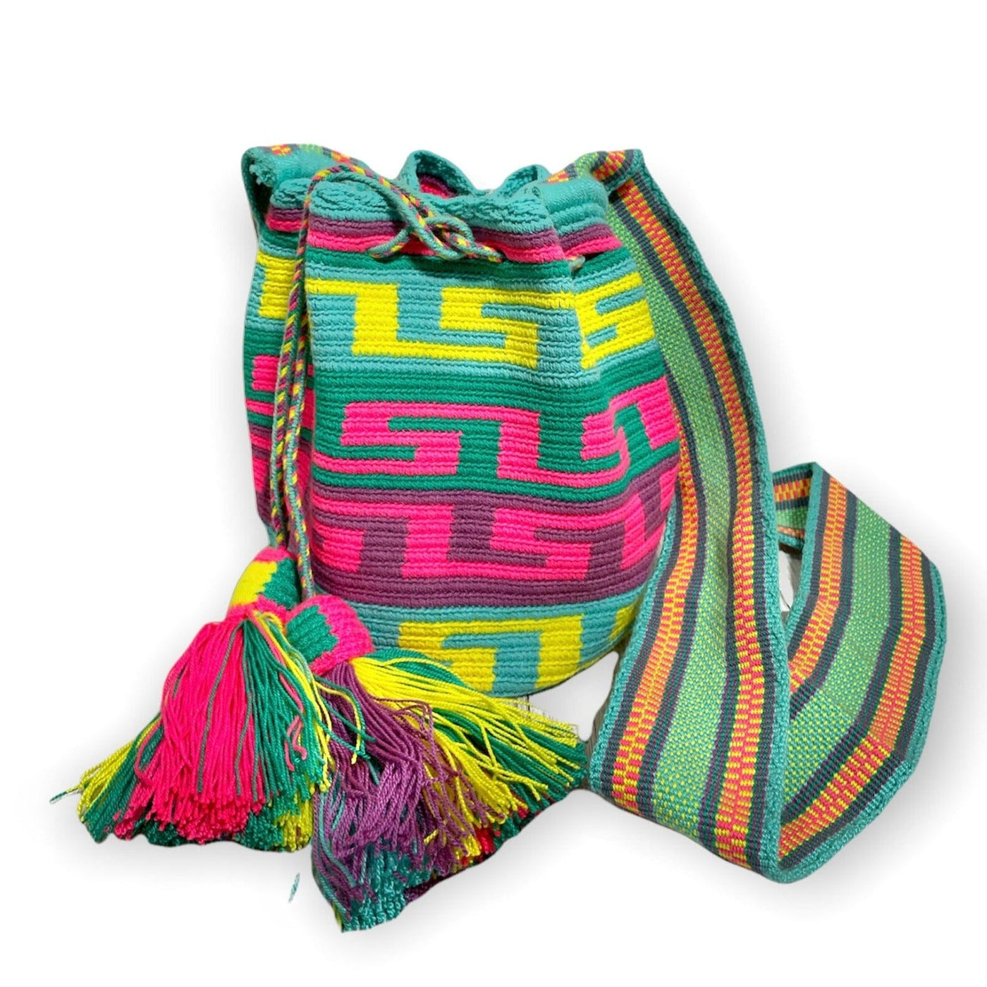 Summer Solstice Crochet Bags | Medium Medium-Crossbody Crochet Boho Bag - Traditional Wayuu Design SS10 Greek Summer 
