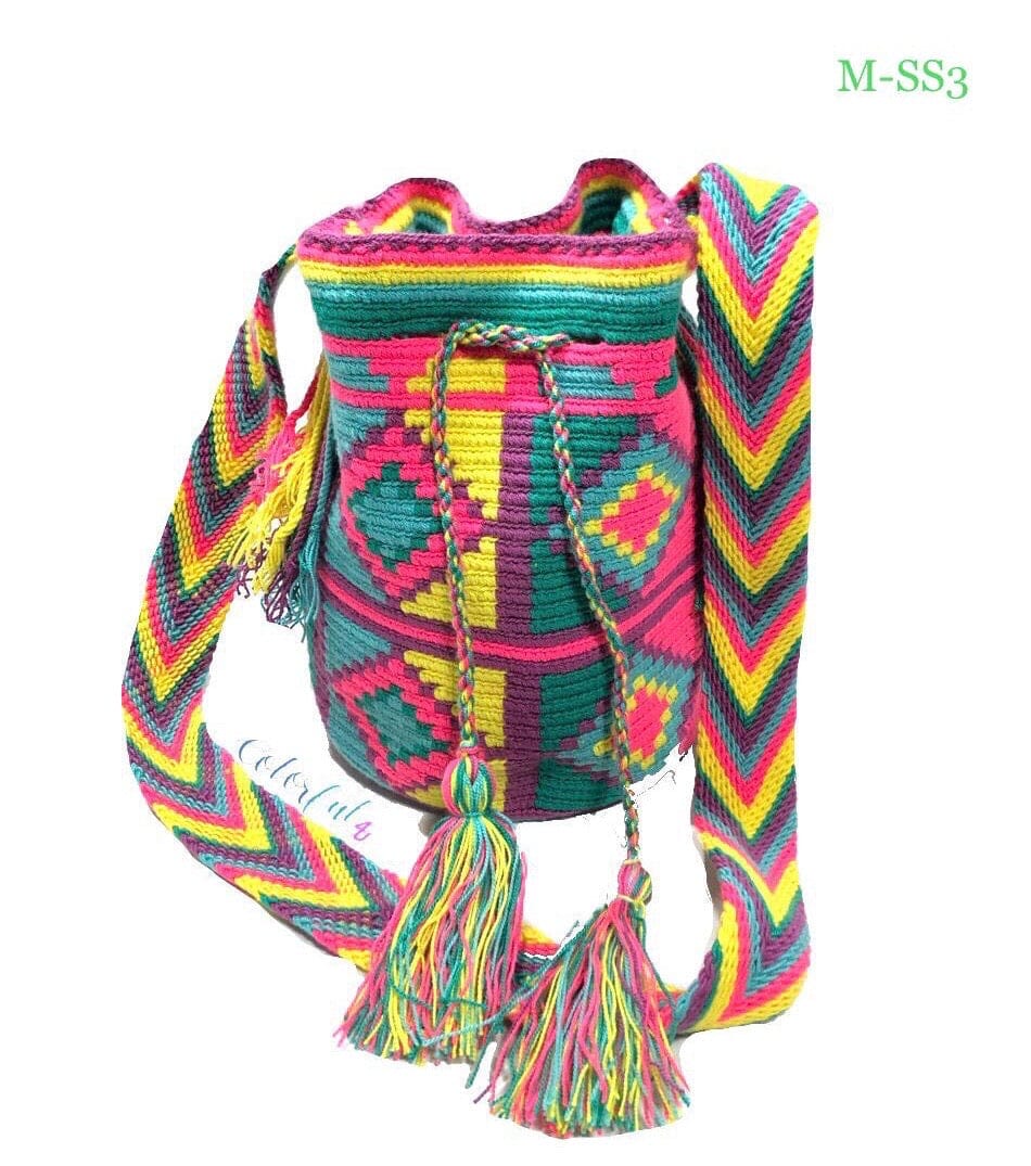 Summer Solstice Crochet Bags | Medium Medium-Crossbody Crochet Boho Bag - Traditional Wayuu Design SS3 
