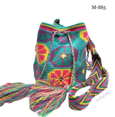 Summer Solstice Crochet Bags | Medium Medium-Crossbody Crochet Boho Bag - Traditional Wayuu Design SS5 