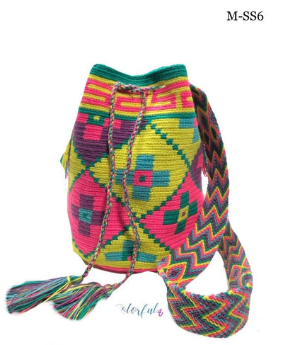 Summer Solstice Crochet Bags | Medium Medium-Crossbody Crochet Boho Bag - Traditional Wayuu Design SS6 