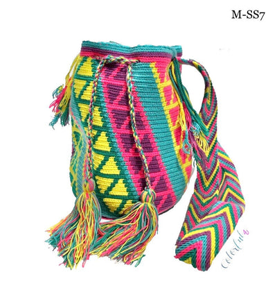 Summer Solstice Crochet Bags | Medium Medium-Crossbody Crochet Boho Bag - Traditional Wayuu Design SS7 