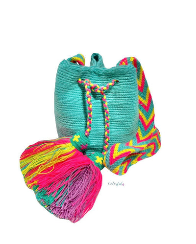 Turquoise-Pink Summer Crochet Bag | Small Crossbody Bag | Bag for Girls