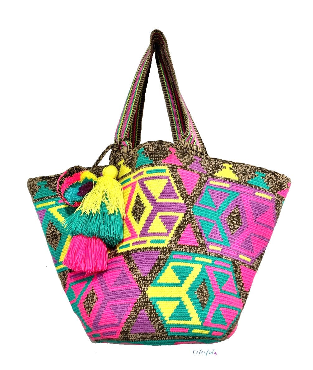 Beach Crochet Tote Bag |Tote Beach Bag Colorful Summer Tote Bag