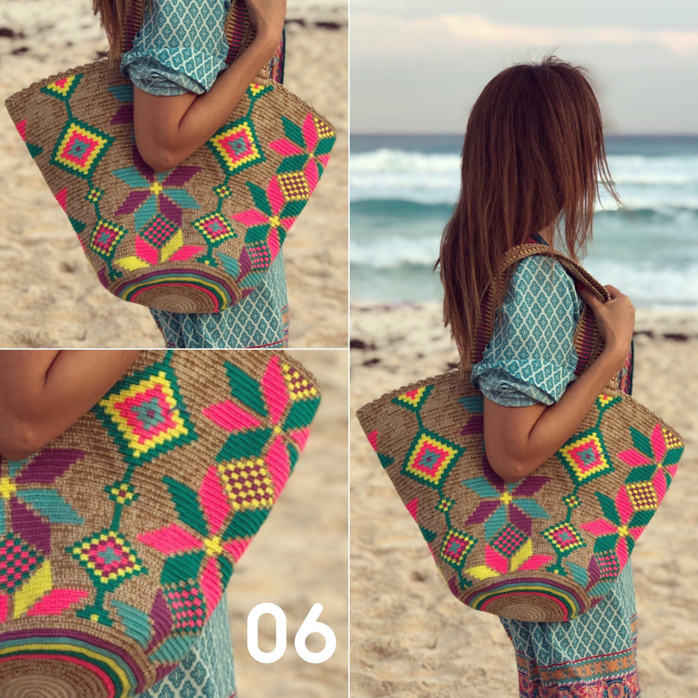 Summer Solstice Tote Bags - Summer Crochet Beach Totes BEACH BAG - CROCHET TOTE BAG 