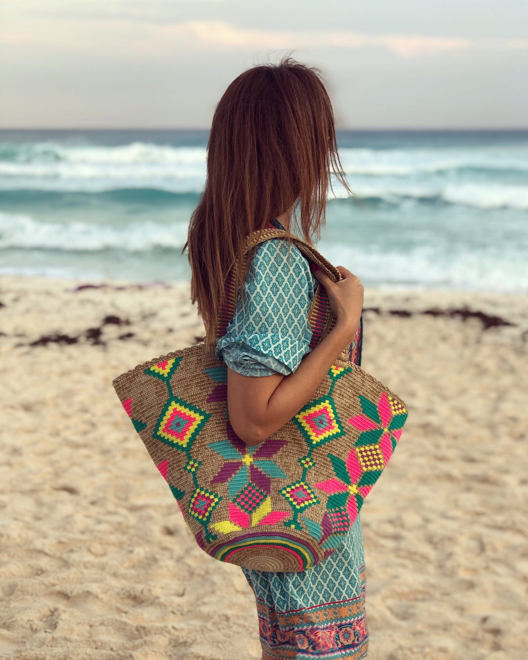 Beach Crochet Tote Bag |Tote Beach Bag Colorful Summer Tote Bag
