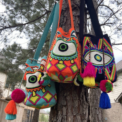 Colorful EVIL EYE crossbody Bag. Bohemian Tapestry Bags