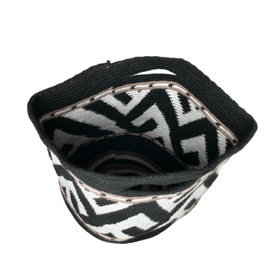 Inside Clutch Bag | Black Crochet Clutch | Neutral Top Handle Purse by Colorful 4U