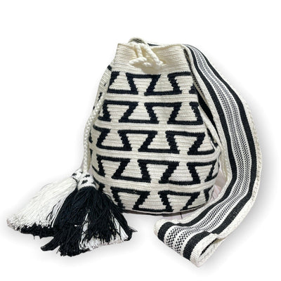 White Crossbody Boho Bag | Black and White Casual Purse | Bohemian Handbag | Colorful 4U