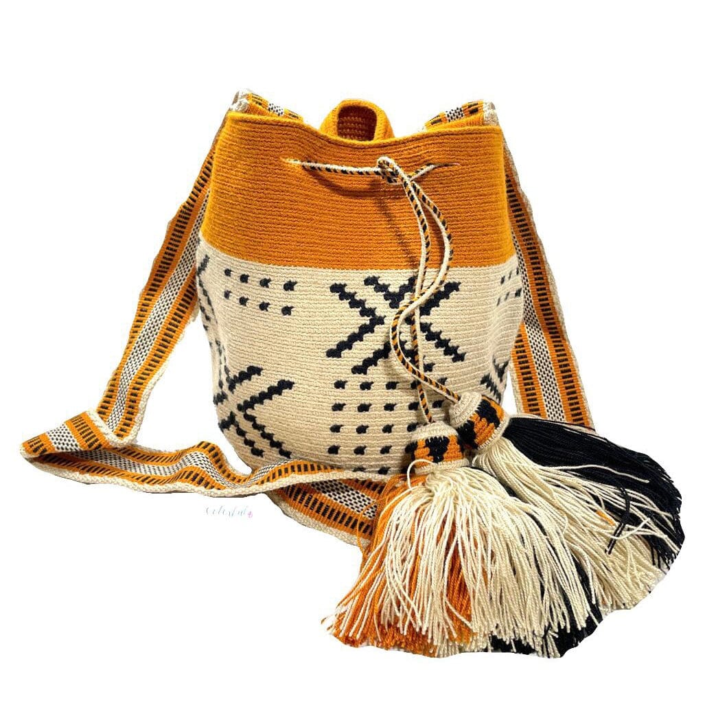 Mustard Tribal Crochet Bags | Boho Chic bag for fall | Medium Crossbody Bag