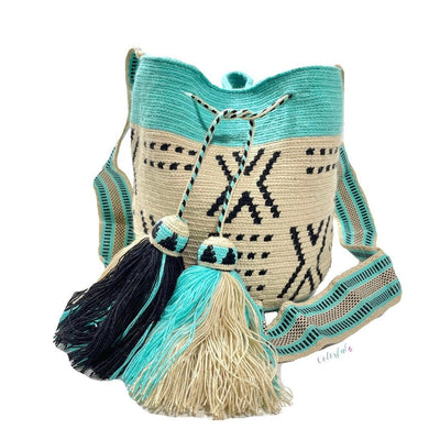 Turquoise Tribal Crochet Bags | Boho Chic bag for fall | Medium Crossbody Bag