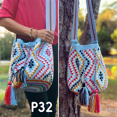 Blue Crochet Bags-Crossbody Boho Bag- Bohemian Wayuu Bag-Fashion Bag