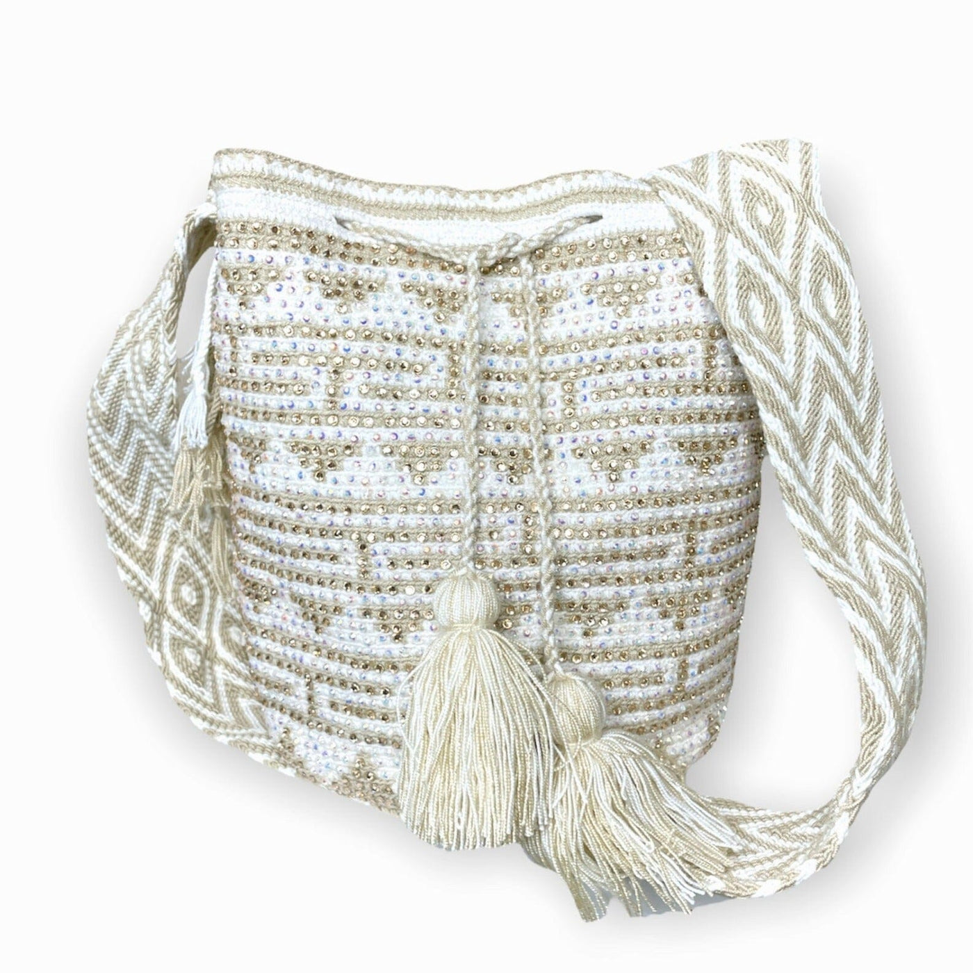 Best Natural Crystal Bag | Rhinestone Crossbody Purse | Evening Handbag | Large Greek Crochet pattern | Colorful 4U