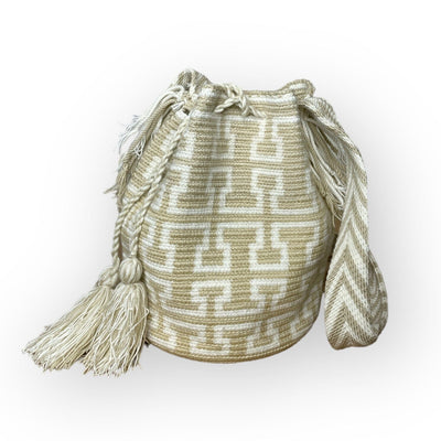 White sands Greek Pattern | H Pattern | Shades of White Crossbody Bag | Casual Boho style Purse | Medium Size | Colorful 4U