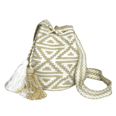 Cute Crochet Pattern Shades of White Crossbody Bag | Casual Boho style Purse | Medium Size