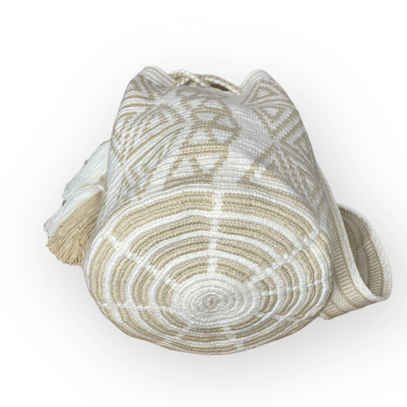 Bottom Of A White Sands Triangles Bag | Neutral-White Crossbody Bohemian Bag | Summer Bag | Boho Beach Bag | Colorful 4U